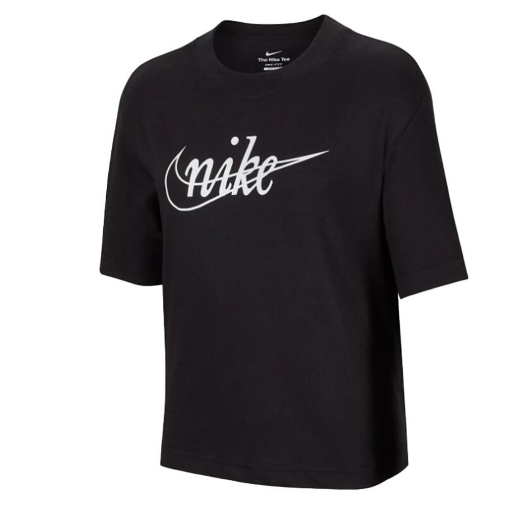 NIKE Girls' Nike is a Girl BOXY TEE Black/White Size: Small